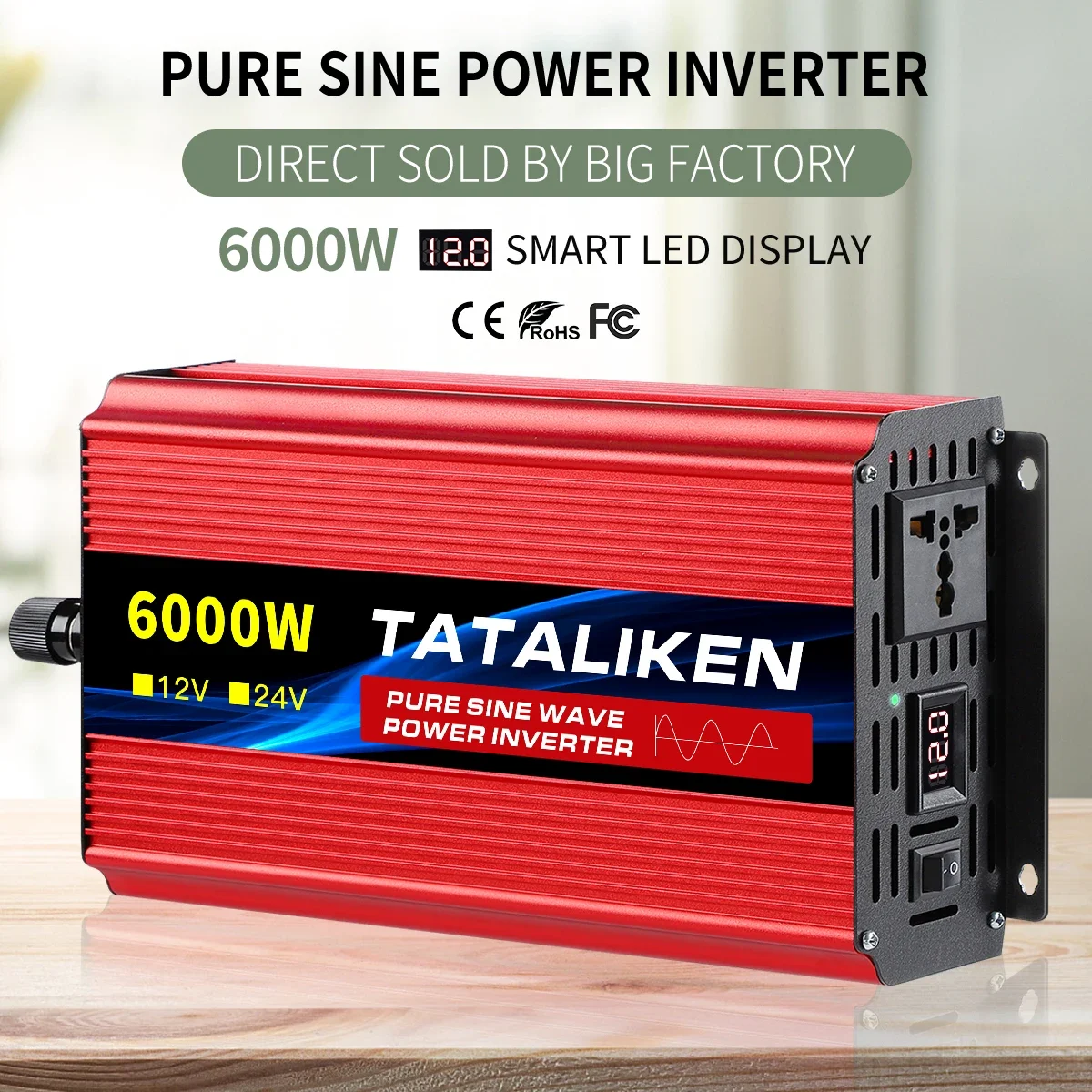 

Pure sine wave inverter DC 12V to AC 220V LED voltmeter converter transformer 1600W/2500W/3500W/4500W/5000W