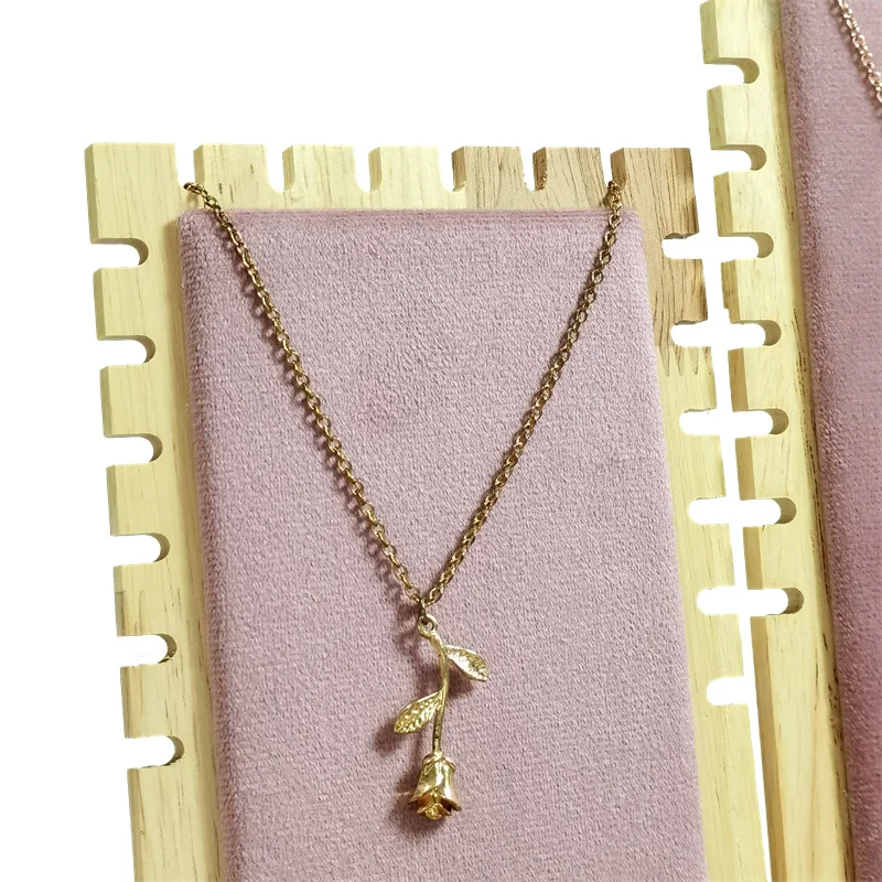 Solid Wood Jewelry Display Stand Necklace Pendant Bracelet Chain Ring Earrings Stud Organizer Jewelry Display Props Entire Set