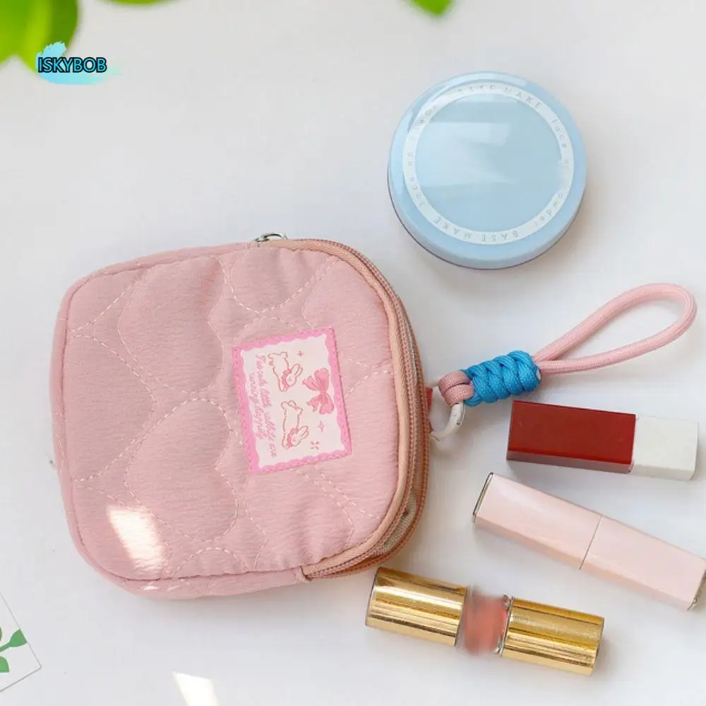 Lanyard Fresh Rabbit Coin Purse Love Korean Style Small Wrist Bag Sanitary Napkin Storage Bag Zipper Cosmetic Bag Children