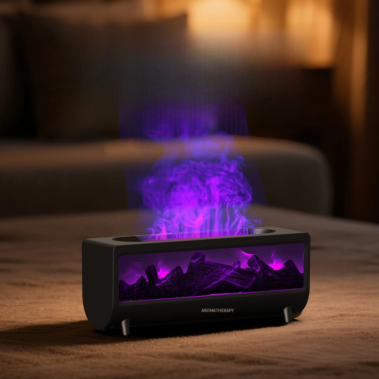 Fireplace Style Aromatherapy Humidifier LED Flame Visual Quiet Mist Diffuser Large Capacity Water Shortage Protection Timer