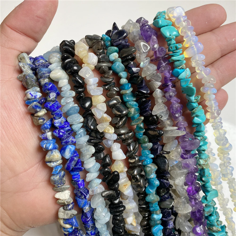 Wholesale Natural Stone Agates Chips Beads 5-8mm Irregular Malachite Amazonite Opal Quartz Gems Gravel Beads for Jewelry Making