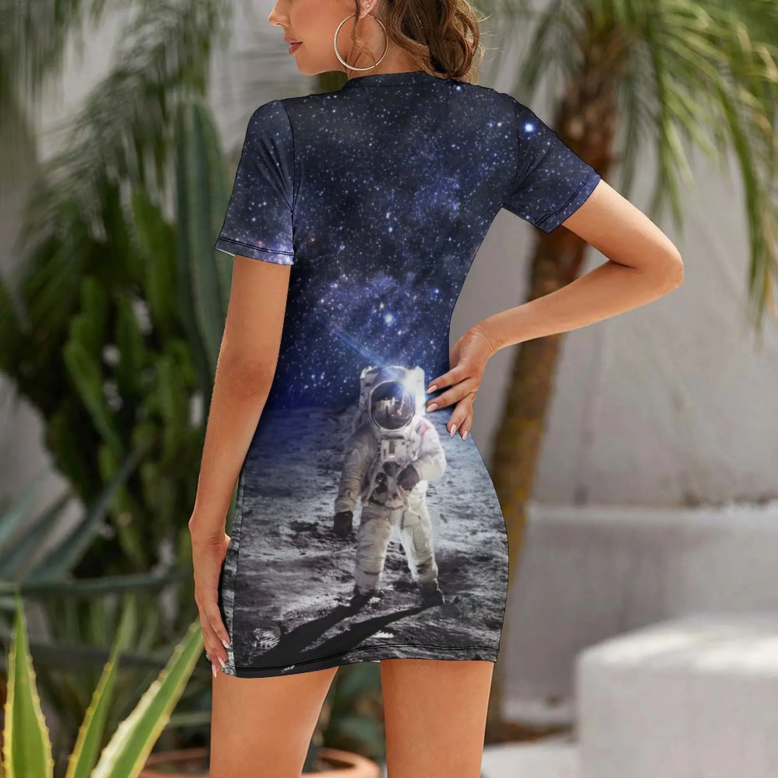 Space Astronaut Moon Landing Alien Galaxy Short Sleeved Dress summer dresses womens 2025 birthday dress