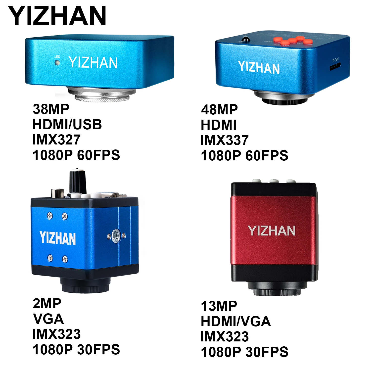 

YIZHAN 4K IMX323 Sensor 48MP 13MP 1080P 60FPS 30FPS 2K HDMI USB VGA HD C MOUNT Lens For Phone Tablet PC PCB IC Soldering Repair