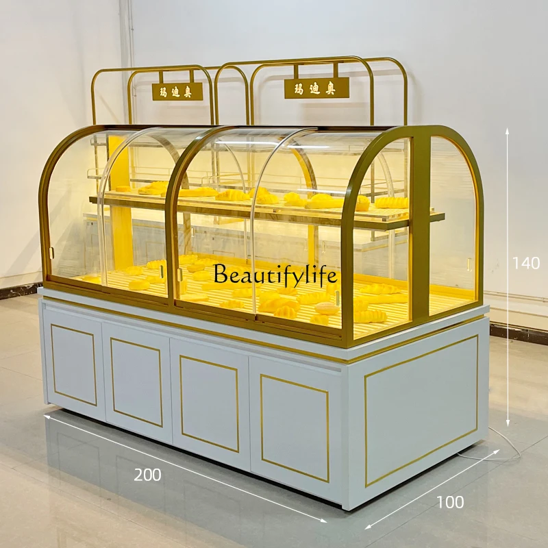 Bread Display Cabinets Zhongdao Side Cabinet Birthday Cake Model Baking Shelf Curved Glass Display