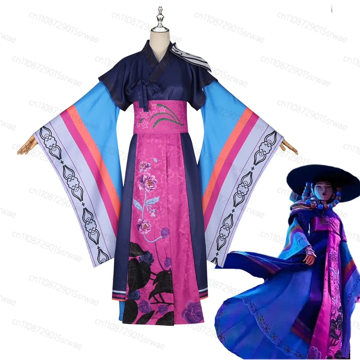 

KPop Demon Hunters Anime Celine Cosplay Costume Witch Ancestor Big Hat Robe Uniform Woman Party Role Play Clothing