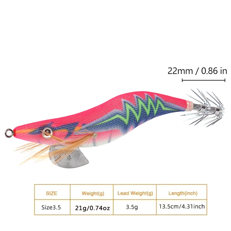 1pc Luminous Wooden Shrimp Fishing Lure With Squid Jig Hooks, Artificial Prawn Bait For Saltwater Freshwater