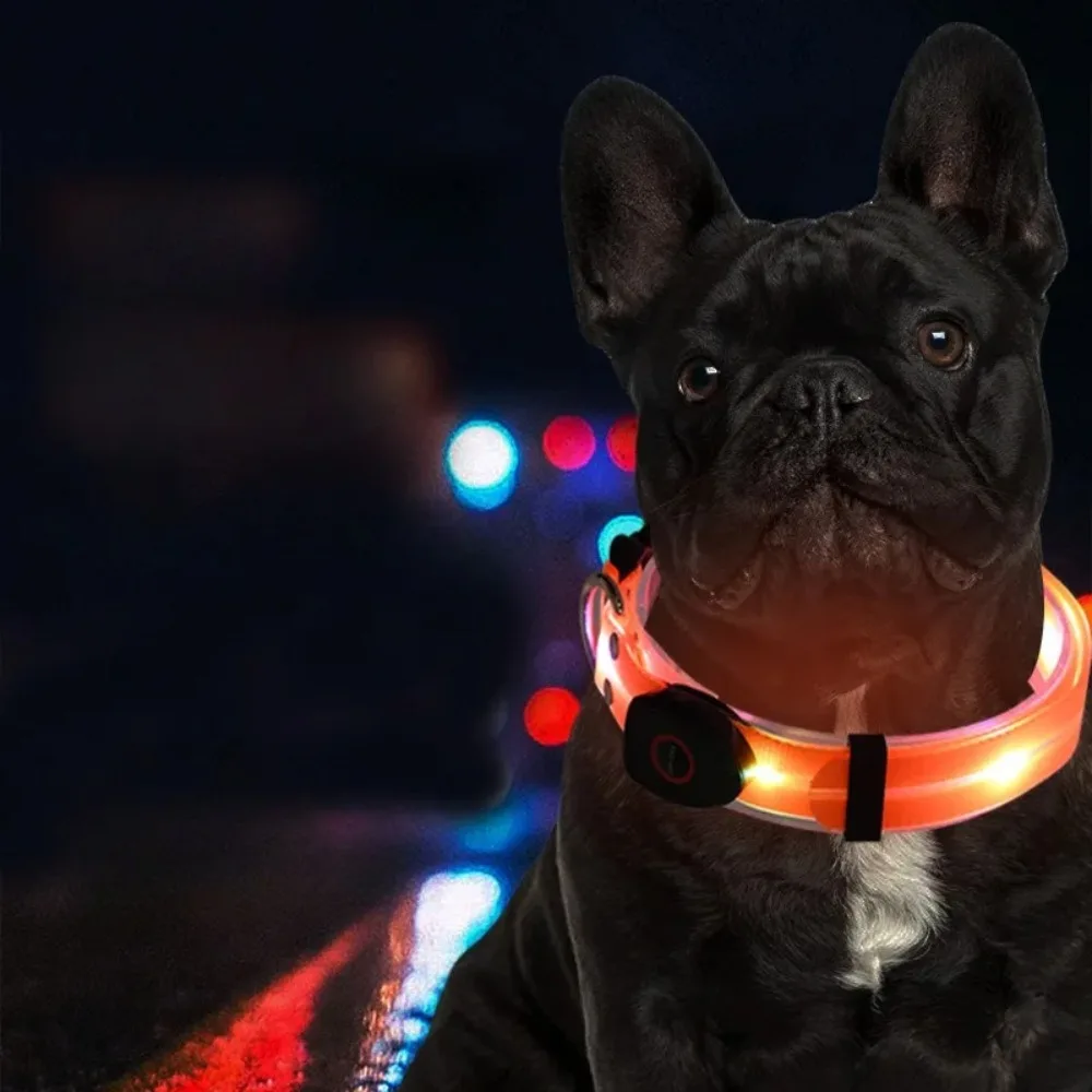Glowing Dog Collar Leash Rechargeable Adjustable Dog Led Light Collar Weather Proof Anti-lost Luminous Dog Collar