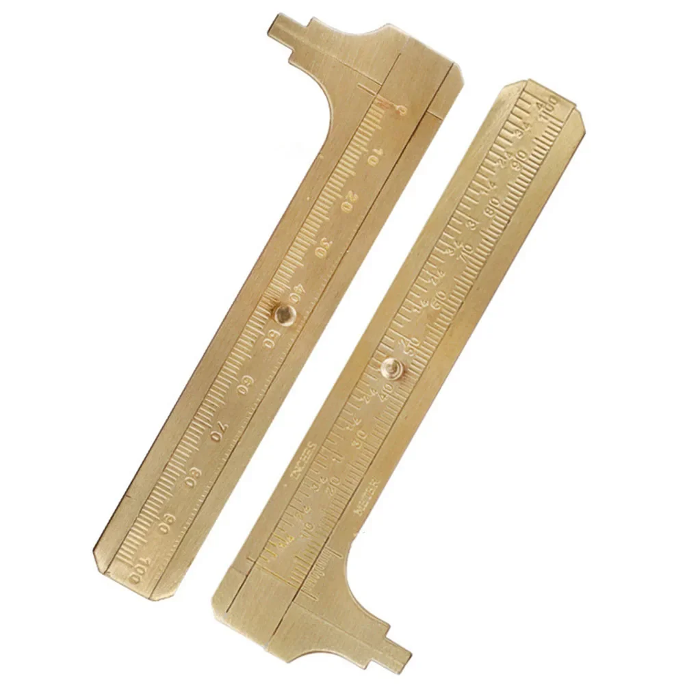 1Pc Brass Caliper Portable Copper Vernier Single/Dual-Scale Measuring Ruler 60/80/100mm For Carpentry Testing Manual Tool