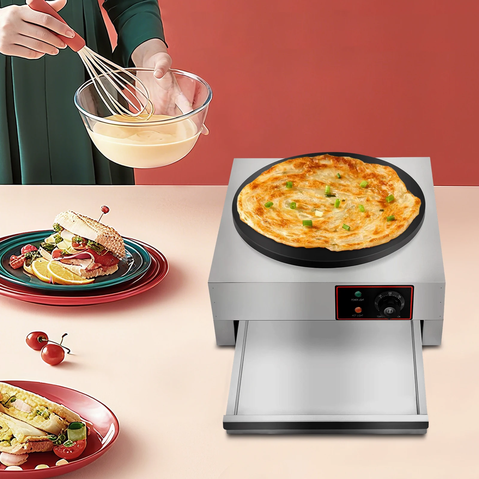 1700W 40cm Nonstick Surface Pastry Baker 60Hz Kitchen Baking Equipment For Making Cream Puff Crepes Pancakes