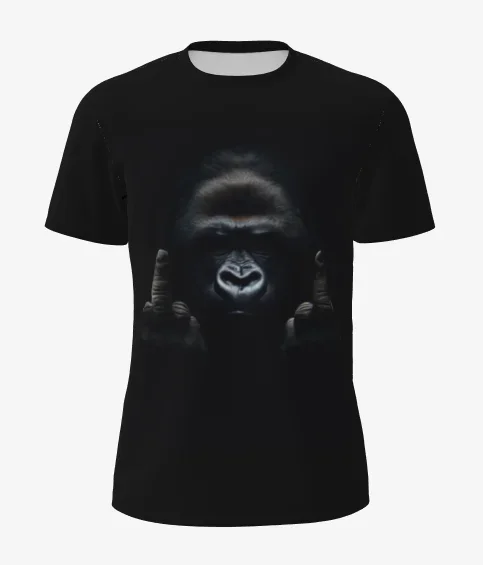 تي شيرت شمبانزي بوليستر مطبوع ثلاثي الأبعاد بأكمام قصيرة سريع الجفاف وجيد التهوية بين الوالدين والطفل يتناسب مع الملابس العائلية #1