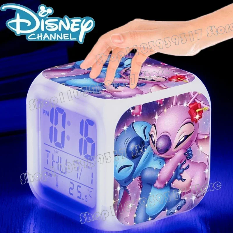 

Stitch Disney LED Alarm Clock Nightlight Cartoon Lilo & Stitch Student Desk Decoration Children's Bedside Display Birthday Gift