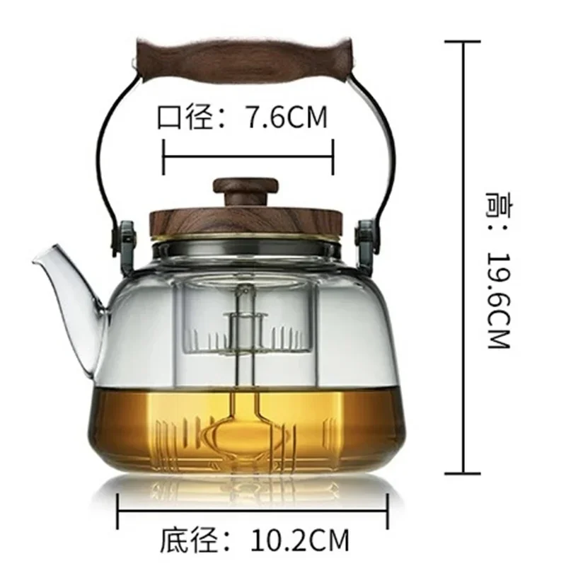 1000ML Loop-Handled Glass Teapot  With Tea Strainer Infuser Restaurant Family Cooking Flower Puer Tea Kettle  Kung Fu Tea Set