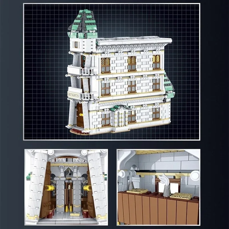 Harrys Series Gringotts Diagon Alley Bank MOC 032101 Street View Builbing Blocks Brick Kids Educational Toys Birthday Gift