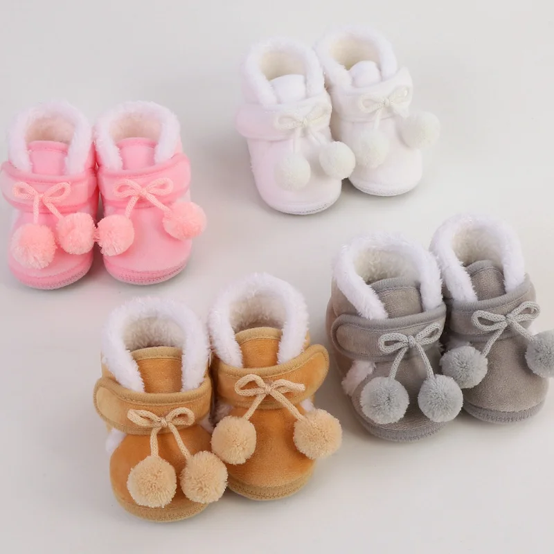 Cute Baby Girls Winter Warm Booties Soft Anti Slip Sole Newborn Infant Crib Crawling Sock Shoes Toddler First Walkers Pre