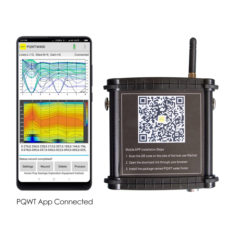 PQWT M100 M200 M400 Mobile Phone Water Detection App 100m 200m 400m Fresh Aquifer Groundwater Detector Underground