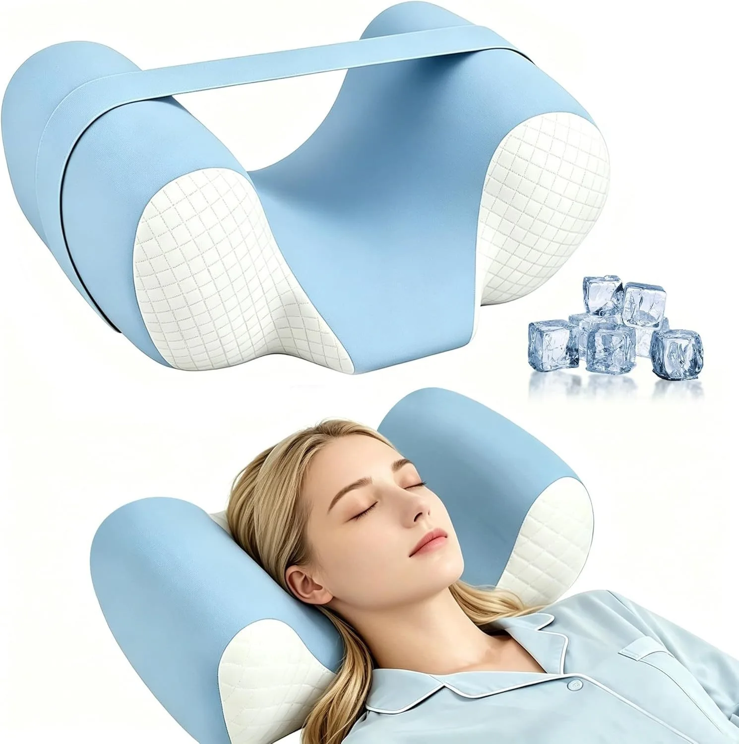 `Anti Side Sleeping Pillow Memory Foam Anti Roll Over Head Fixed Ergonomic Neck Support Pillow for Back Sleepers Keep Sleeping P