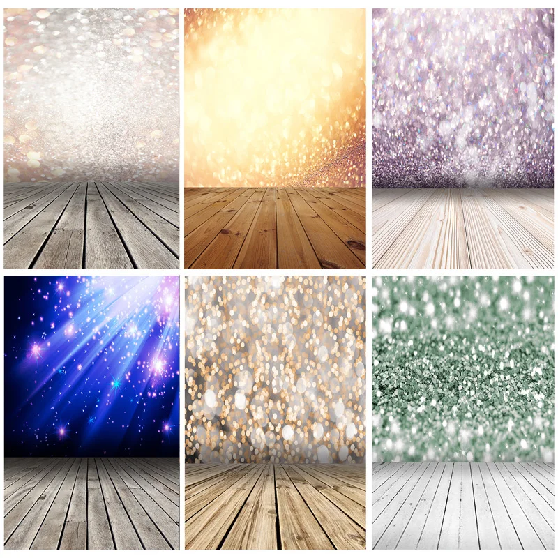 

SHUOZHIKE Light Spot Bokeh Glitter Wooden Floor Portrait Photography Backdrops Props Photo Studio Backgrounds 21222 LX-06