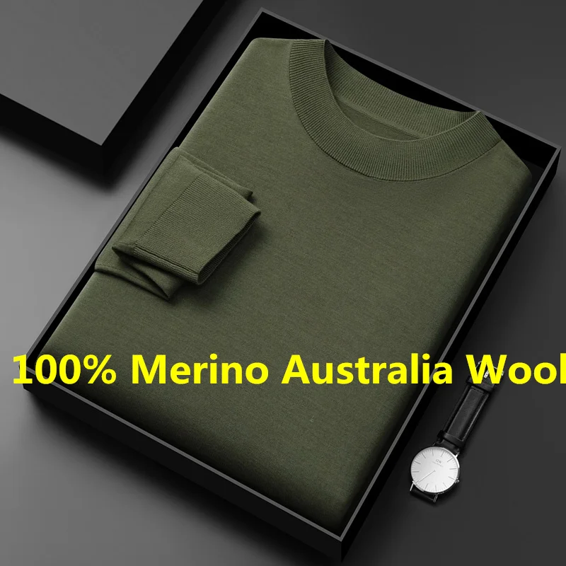 

Футболка из 100% австралийской мериносовой шерсти, весна-осень, классические вязаные футболки из сверхтонкой шерсти с длинными рукавами, тонкие камвольные шерстяные футболки