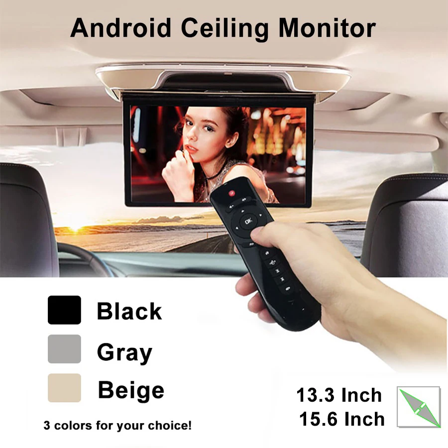 

13.3 Inch/15.6 Inch 1920*1080 Roof Ceiling Monitor IPS Touch Screen Android12 Multimedia Video Player Mirror Link Remote Control