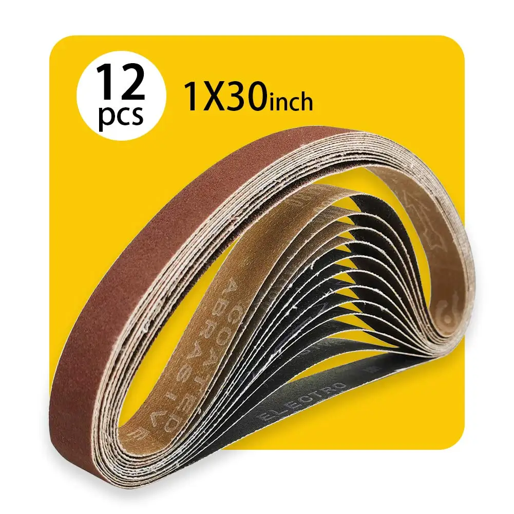 

1x30 Inch 80 Grit Sanding Belt 12 Pack for Wood Metal Plastic, Aluminum Oxide Sandpaper
