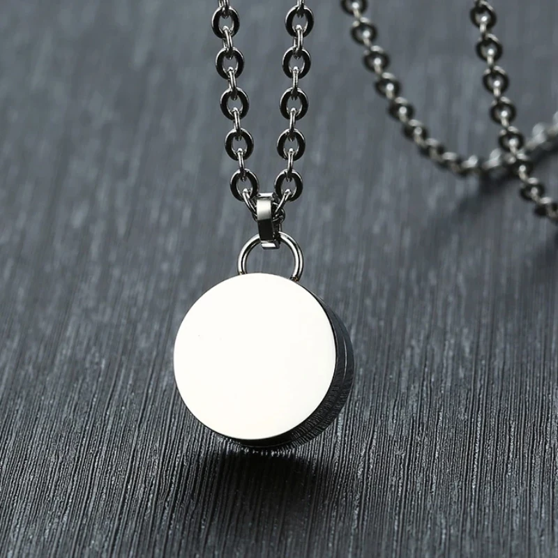 Photo Customized Round Cremation Jewelry for Pet Ashes Keepsake Pendant Memorial Urn Necklace