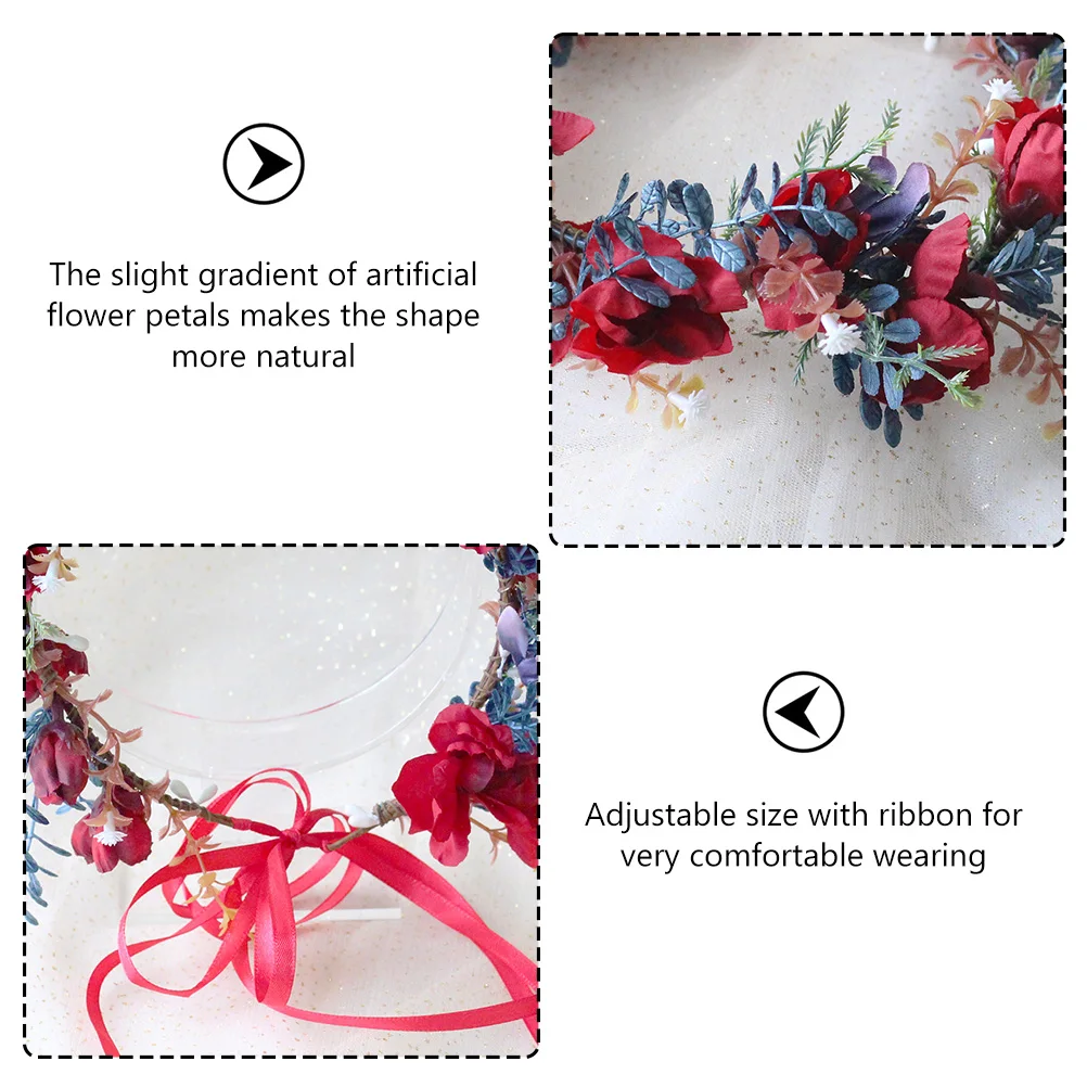 

Wedding Wreath Bridal Headwear Elegant Flower Headband Skin-Friendly Non-Itchy Head Garland Hair Accessory for Party
