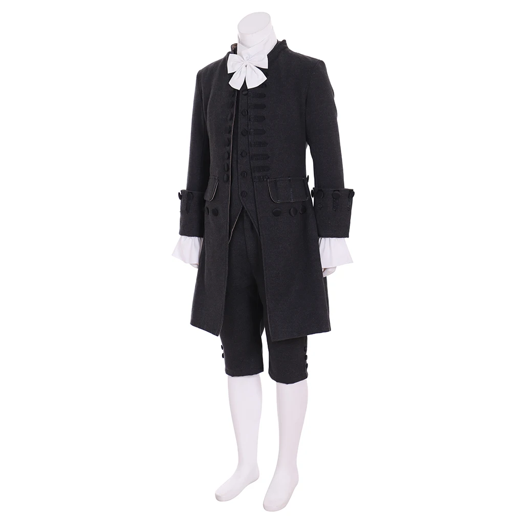 Cosplaydiy 18th Century British Mens Cosplay Costume Marie Antoinette Cosplay Baroque Rococo Black Outfit Suit Colonial costume