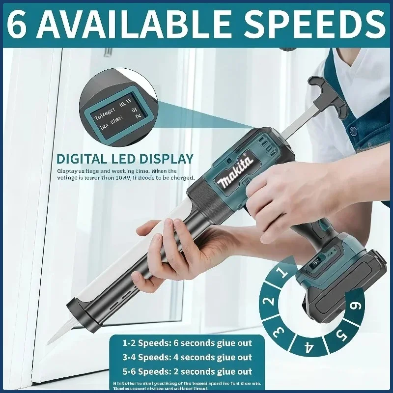 Makita 18V Electric Glass Glue Gun Cement Glass Adhesive Glue Seal Sealant Wireless Glass Doors Windows Filling Sewing Gun