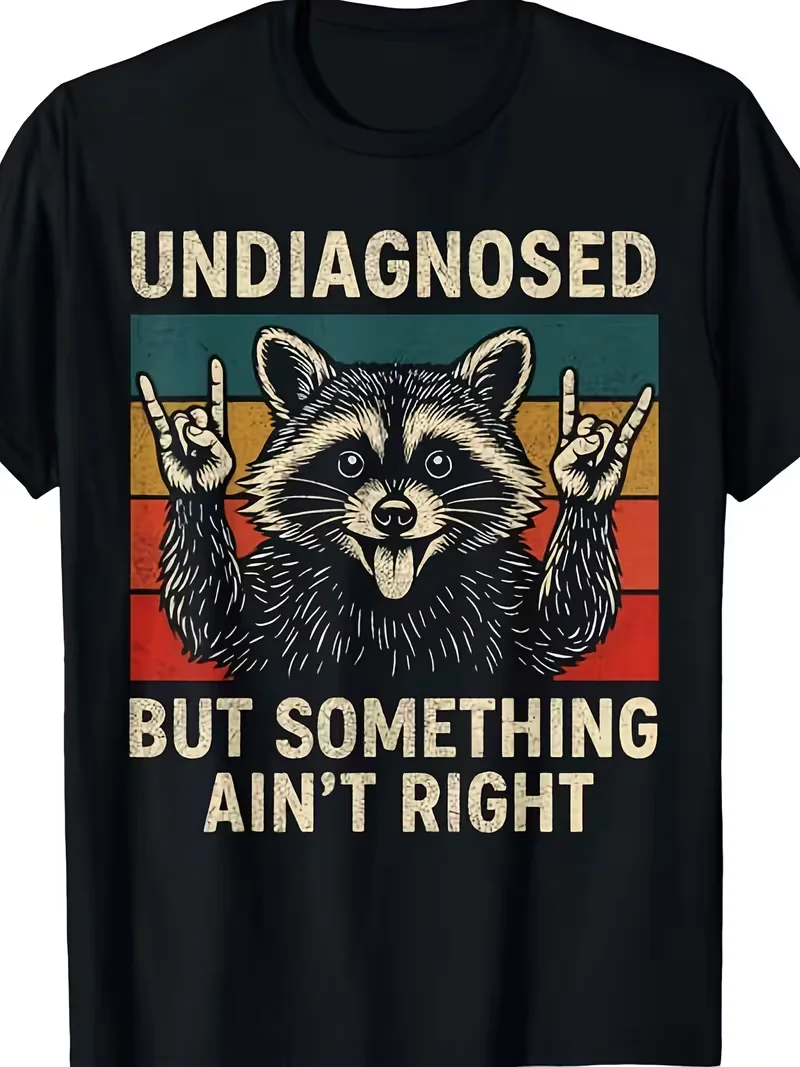 2027-26 Funny Raccoon Graphic T-Shirt - Retro Vintage Design Comfort Fit Casual & Sports Wear, Humorous Statement Unisex