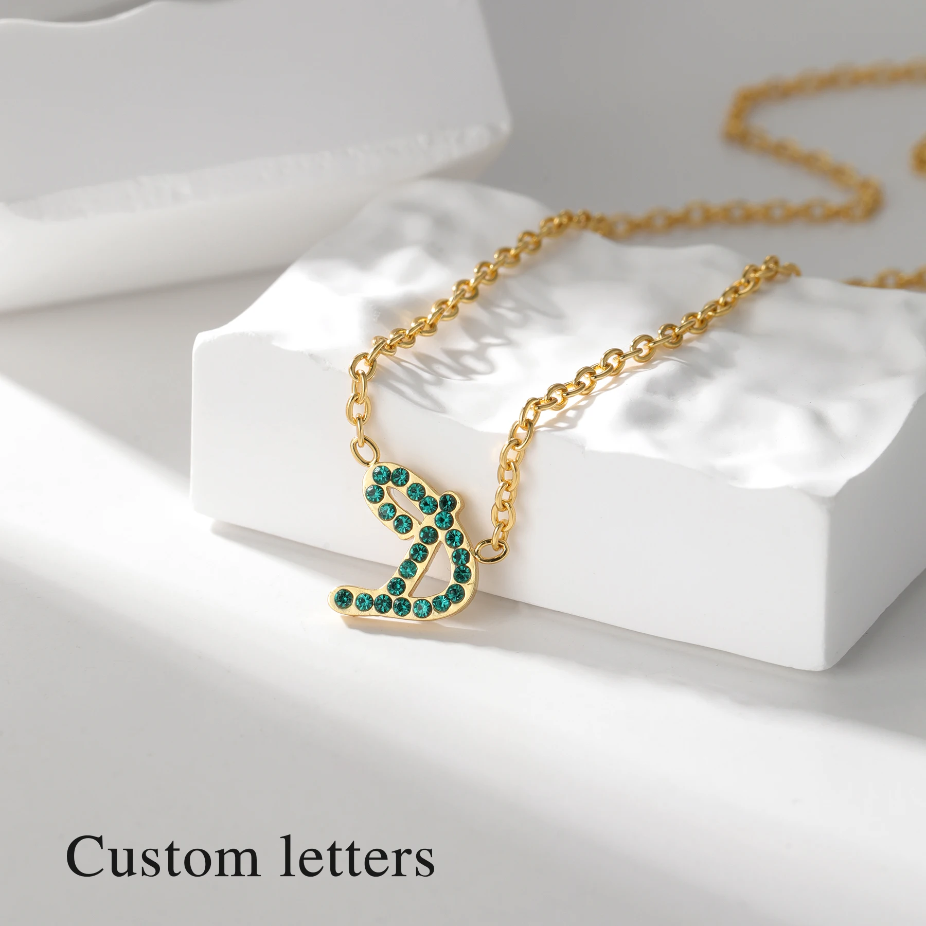 3D Custom Diamond Name Necklace Personalized Copper Crystal Pendant Iced Out Letters Nameplate Jewelry Gift For Femme