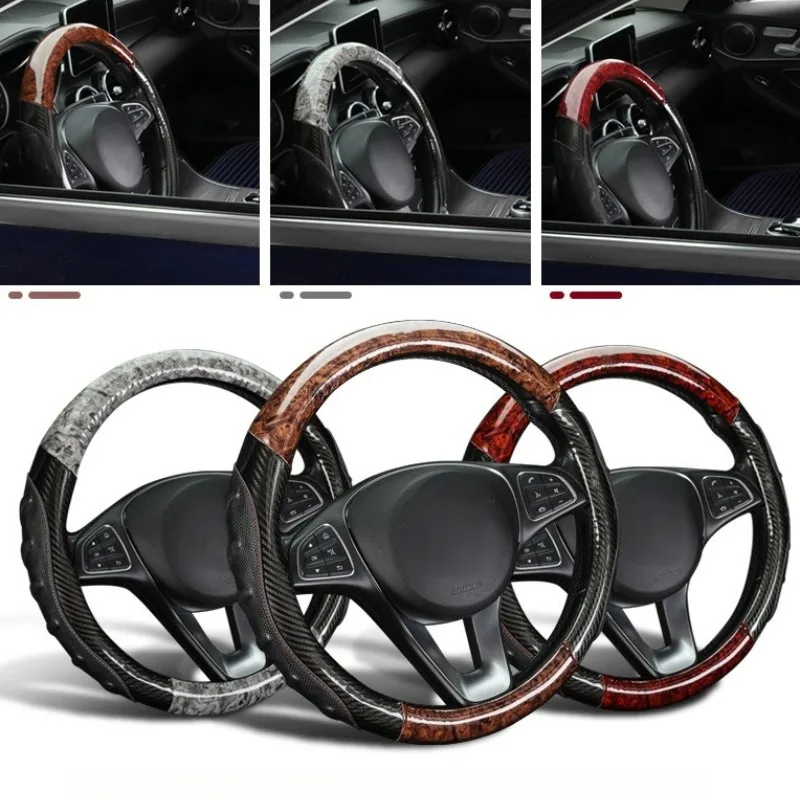 

Универсальный чехол на руль из микрофибры с текстурой дерева, нескользящий, 38 см, аксессуар для автомобиля