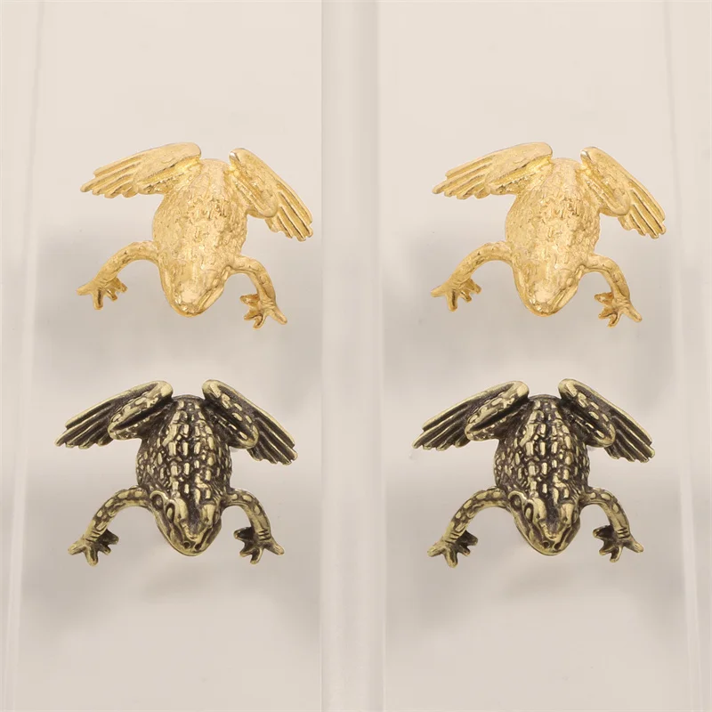 Solid Brass Cabinet Door Handle Single Hole Frog Shape Drawer Wardrobe Knob Small Animal Cupboard Closet Shoe Pull Furniture Diy