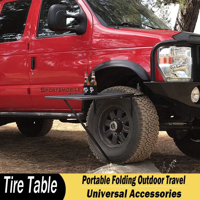 Tire Table Portable Folding Outdoor Travel Working Picnic Vehicle Wheel Table Board Use On Tires