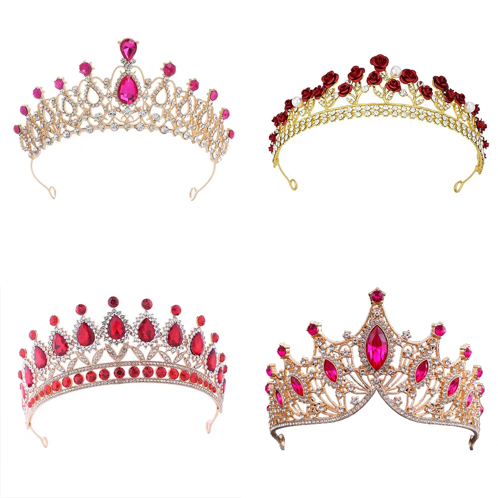 European Vintage Baroque Court Princess Party Bridal Tiara Men King Crown Crystal Rhinestone Alloy Metal Wedding Unisex Crown