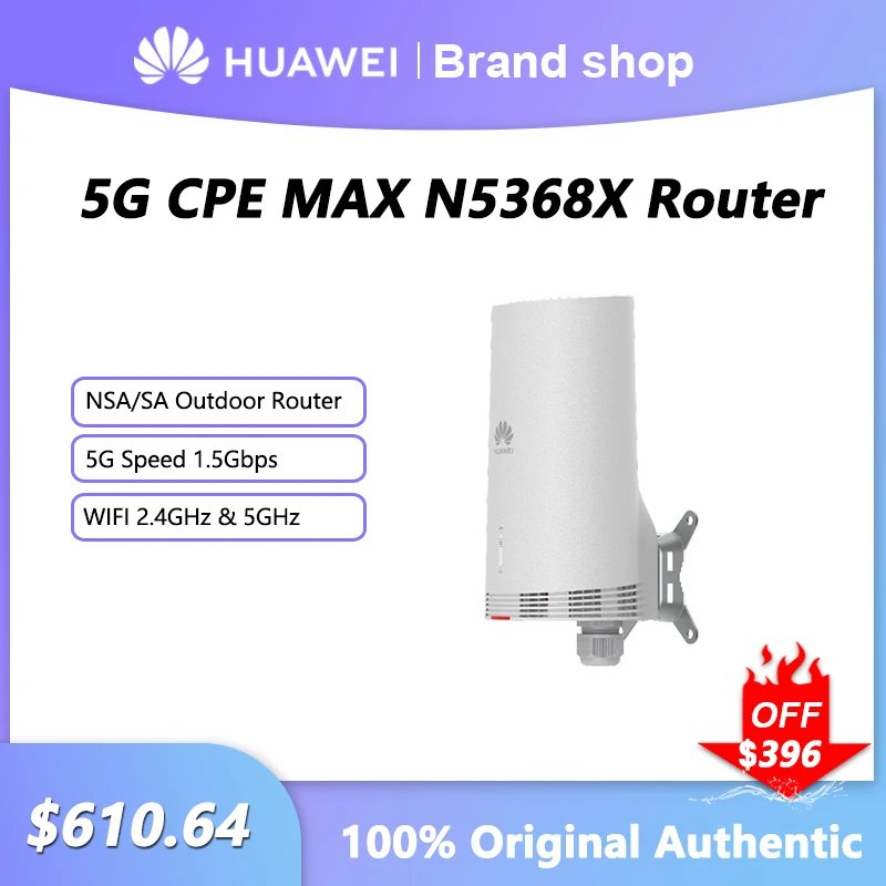 ปลดล็อคหัวเว่ย5G CPE MAX เราเตอร์กลางแจ้ง N5368X NR 1.5Gbps เครือข่าย NSA + SA เครือข่ายคู่กับซิมการ์ดไร้สาย WiFi repeater
