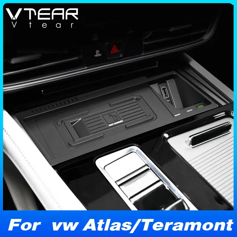 

Car Wireless Charger For Volkswagen VW Atlas/Teramont Accessories 15W Fast Mobile Phone Charging Plate Auto Parts 2020-2023