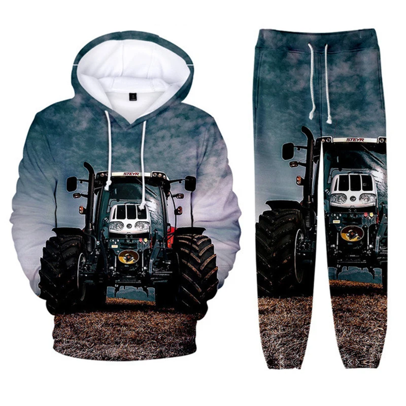 Tractor Pattern 3D Print kids Tracksuit Set Casual Hoodie+Pants 2pcs Sets Spring Autumn Oversized Sweatshirt Fashion Clothes