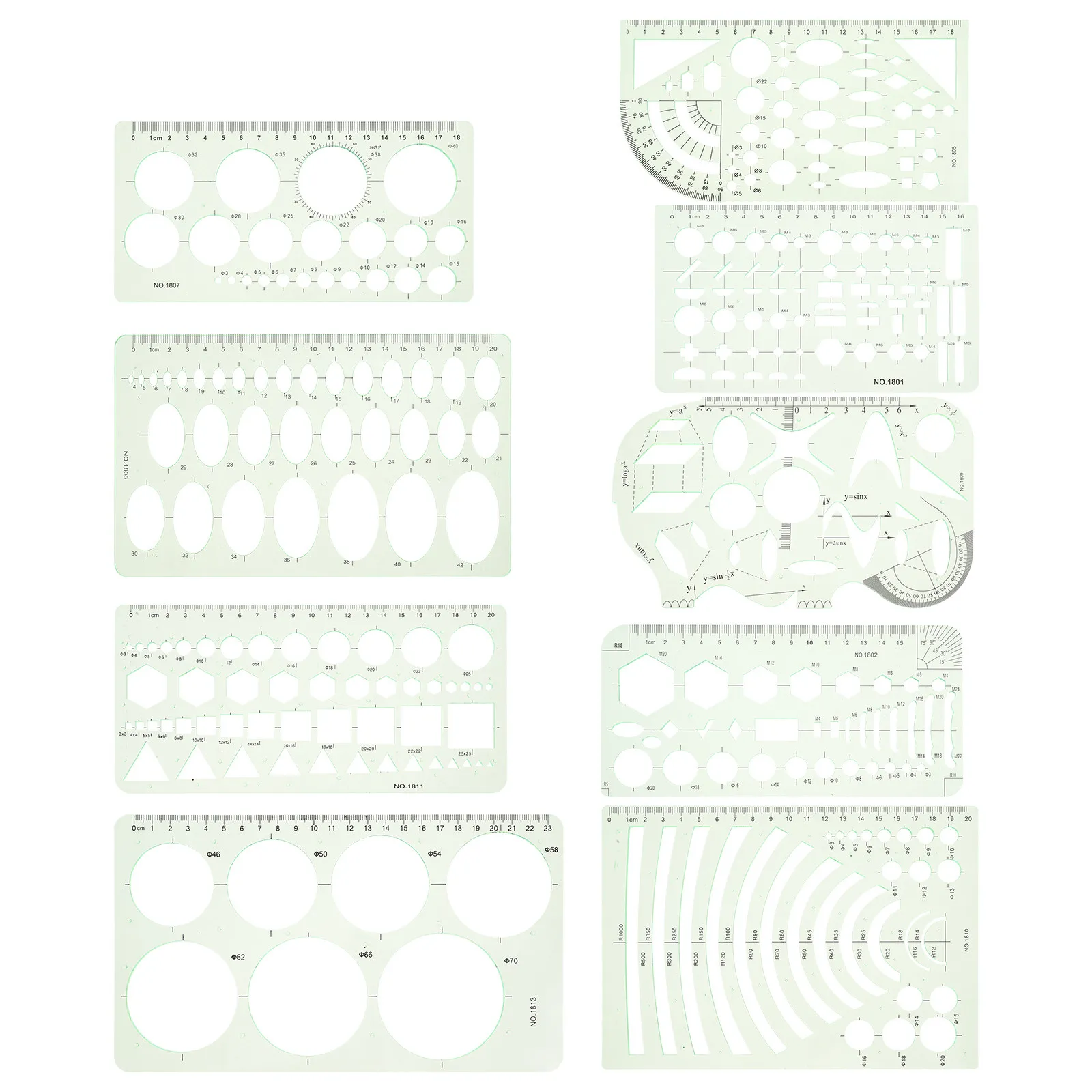 

Набор из 9 геометрических трафаретов для рисования: круги и овалы, шаблоны для художников, дизайнеров, офиса, школы, измерительные принадлежности