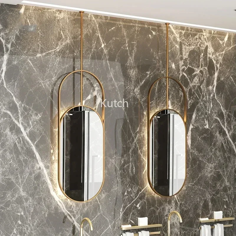 Washroom Decorative Bath Mirrors Self Haircut Cabinet Wall Mounted Oval Shaving Bath Mirrors Smart Miroir Mural Mirrors LG50JZ