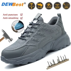 Mens summer breathable work shoes anti-smash anti-puncture thickened wear-resistant steel head shoes anti-odor safety shoes