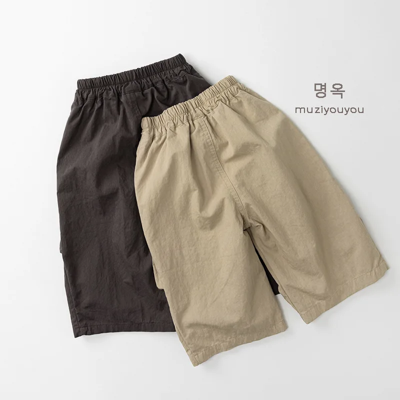 2026 Spring New Children Cargo Pants Solid Baby Casual Pocket Pants Boys Girls Loose Trousers Fashion Kids Clothes