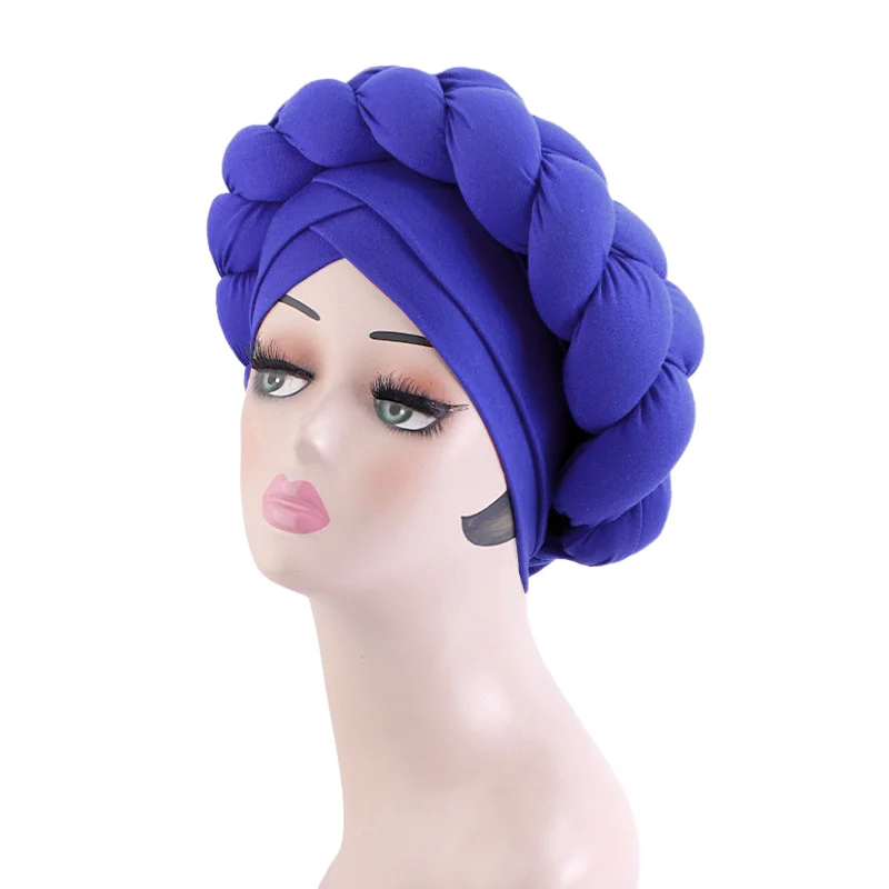 

New Plain Handmade Braid Turban Cap for Women Hat African Headtie Ladies Beanie Head Wrap Arab Muslim Scarf Hijab Gele Headwear