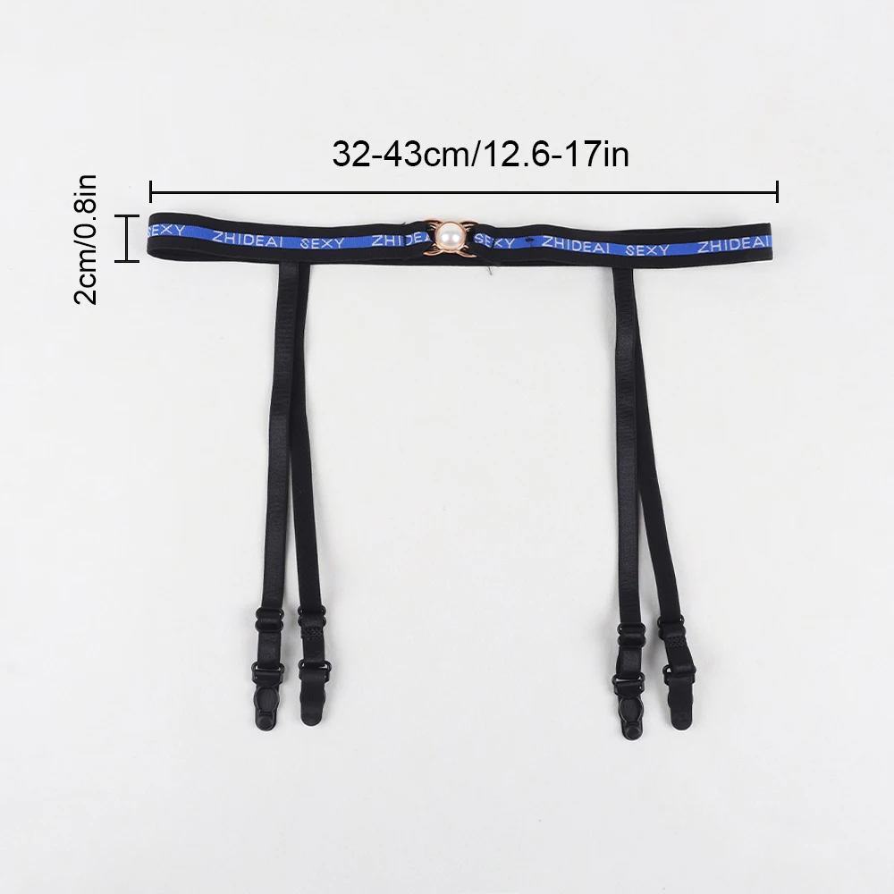 حزام رباط رياضي مثير عالي الخصر بحروف لؤلؤية وإكسسوارات جورب بحمالات مضادة للانزلاق