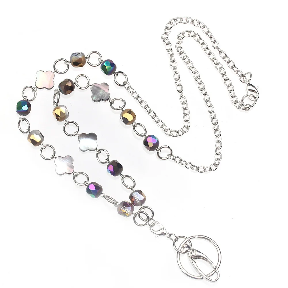 Beaded Lanyard Chain Necklace for ID Card Holder Badge Clip Necklace for Women Lanyards Key Holder Nurse Accessories