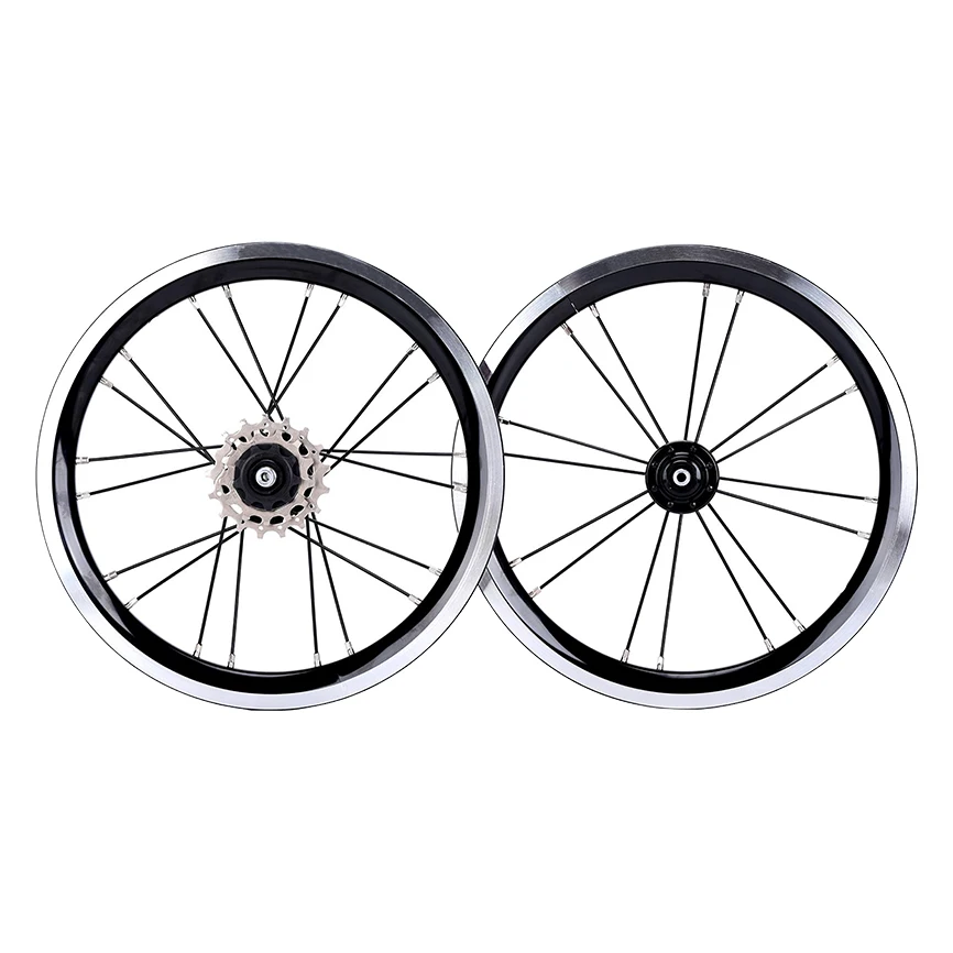 JKLitepro Folding Bicycle External 3 Speeds 14 Inch Wheelset V Brake 74mm/85mm Front Rear Disc Brake Wheel Rims