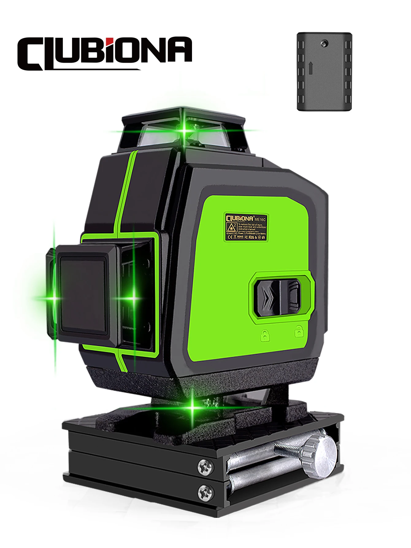 Image of Clubiona 16 Linien professionelles, superstarkes Laser-Nivelliergerät mit grünen Strahlen und 1 Batterie