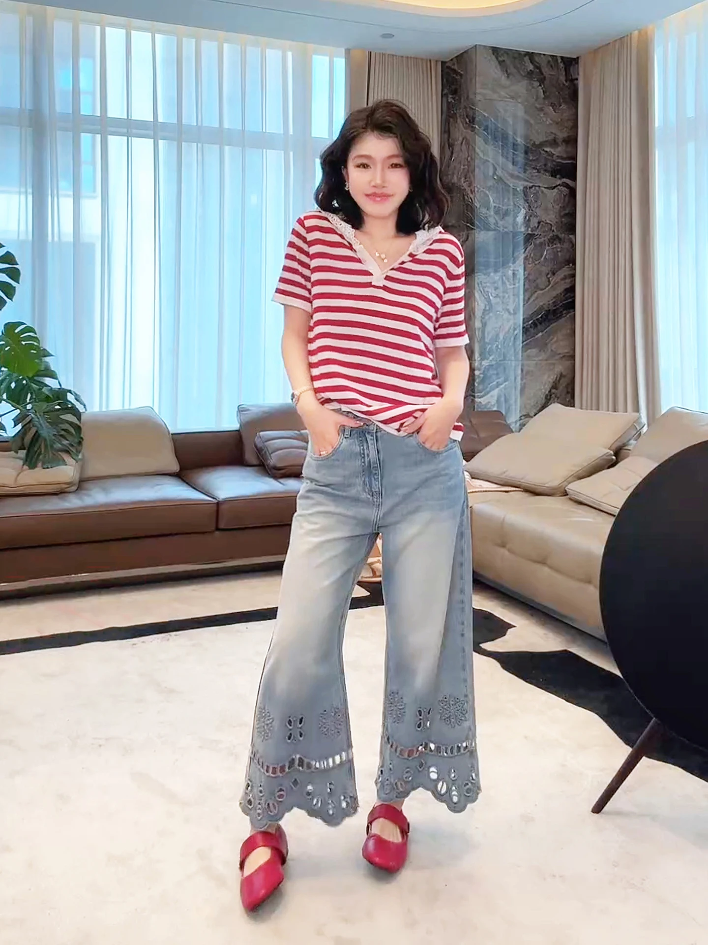 

ME 00 Days Silk Lace Nautical irt Sweat Absorbent Breathable Soft Slim ort Sve Knitted T-irt Women's Summer Top