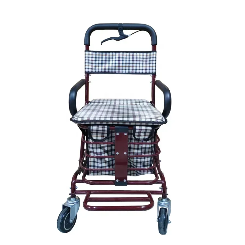 Wholesale folding outdoor lightweight aluminium adults elderly walking aids frame foldable upright walker rollator with seat