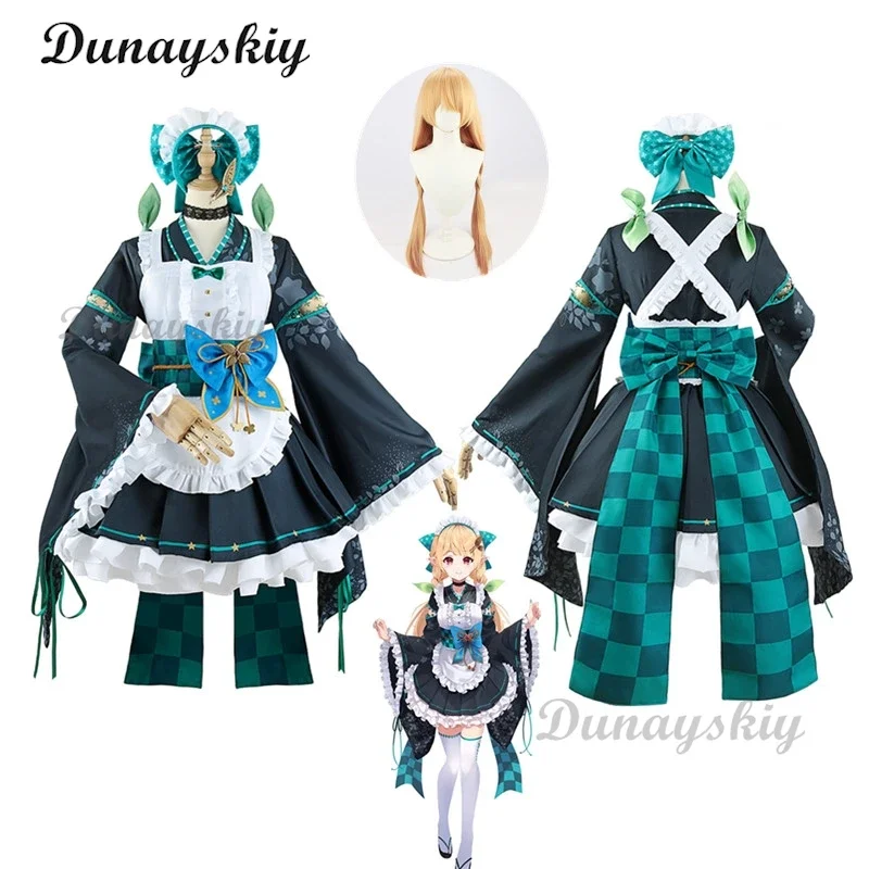 Virtual Idol Pomu Rainpuff Cosplay Costume NIJISANJI EN Lazulight Member Wig Maid Attire Lolita Woman Kawaii Party Suit