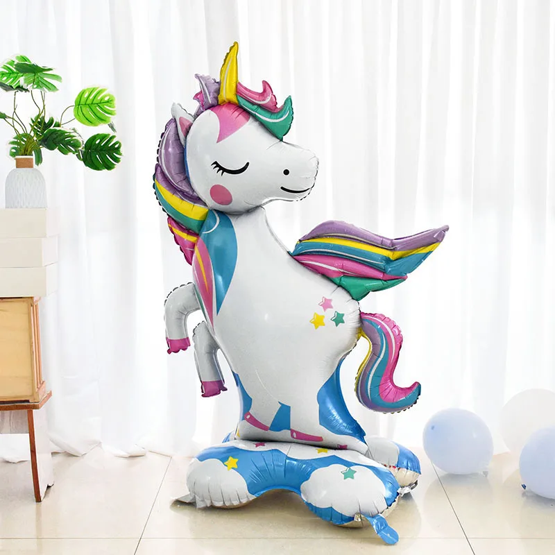 1pc Large Standing Unicorn Foil Balloons Self-Stand Unicorn Balloon For Kids Birthday Decorations Rainbow Unicorn Party Supplies